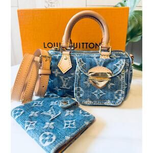 Louis Vuitton Monogram Denim Nano Speedy and Card Case Bundle